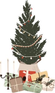 Weihnachtsbaum mit Geschenken als Grafik