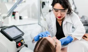 Laserbehandlung einer Patientin